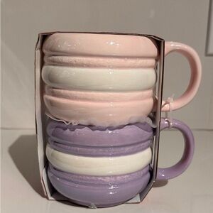 Set of Two Pink and Purple Mugs